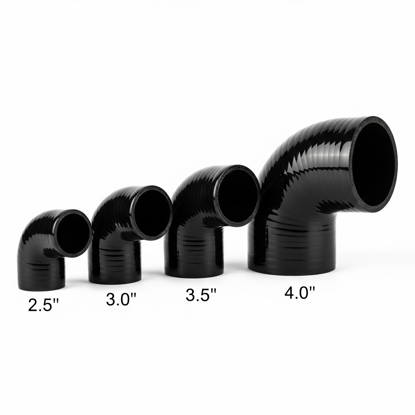 90 Degree Silicone Elbow Coupler Hose - 4-Ply Reinforced Black